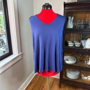 EILEEN FISHER Blue V-Neck Sleeveless Swing Tank Top M Medium
